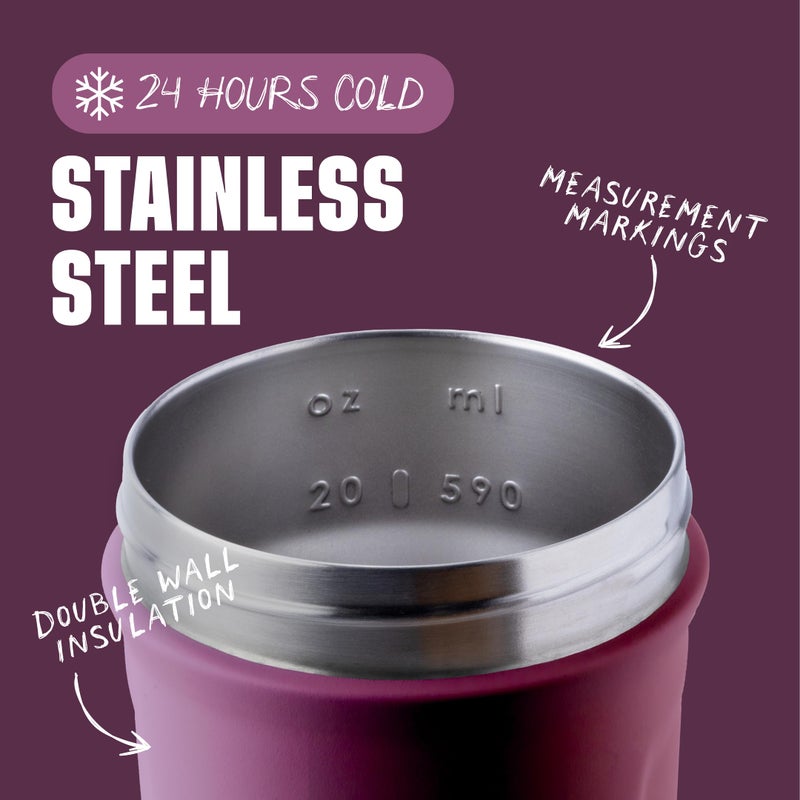 BlenderBottle Strada Shaker Cup Insulated Stainless Steel Water Bottle with Wire Whisk, 24-Ounce, Plum - Image 3
